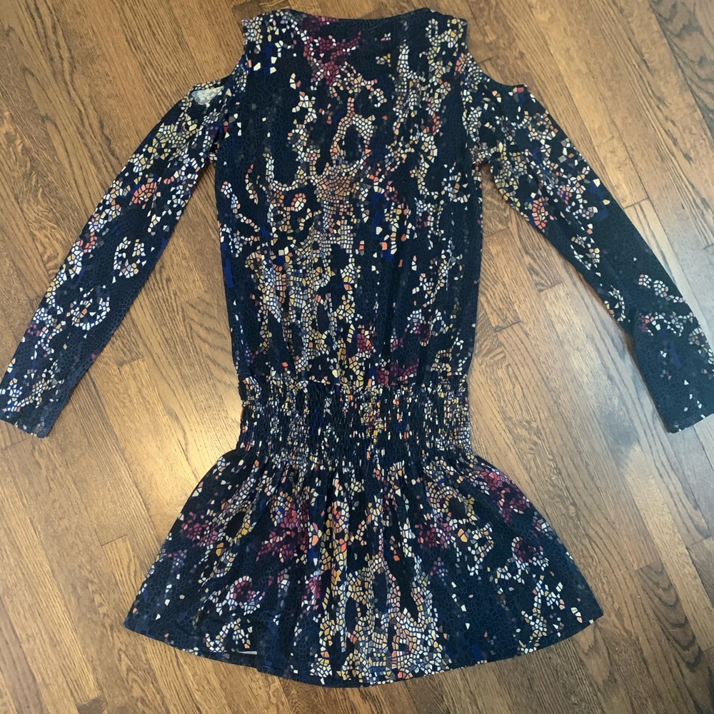 Veronica M. Navy-pattern Long Sleeve Dress- Small